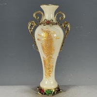 Imitation Chinese Antique Ceramics, Bronze Vase with Luminous Gilt Dragon and Phoenix, Qianlong Period of the Qing Dynasty