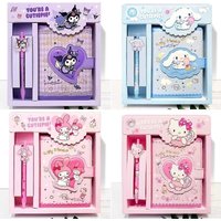 New Sanrio Hello Kitty Kuromi My Melody Cinnamoroll Pompompurin Notebook Hand Ledger Suit Notepad Stationery Box Fashion Cute