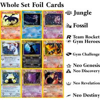 PKM Whole Set Foil Game Cards Team Rocket Fossil Base Set Gym Heroes Gym Challenge Neo Genesis Neo Revelation Neo Destiny Cards