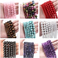 Natürlicher runder Stein, 4, 6, 8, 10, 12 mm, Tigerauge-Kristalle, Lava-Türkis, Jade, lose Perlen für Schmuckherstellung, DIY-Armband, Handarbeit