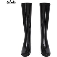 Adults Unisex Glossy PU Leather Socks Side Zipper Calf-length Wet-look Stockings Catsuit Dress Accessories for Nightclub Raves