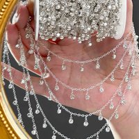 1Meter 0.5meter Color Rhinestone Pendant Copper Chains For DIY Necklace Bracelet Clothing Hair Jewelry Making Accessories