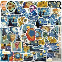 40PCS The Painting of Van Gogh Stickers for Luggage DIY Scrapbooking Stationery Decal Golden Memory Stickers Store