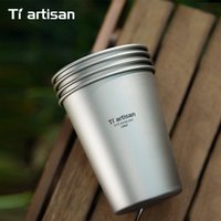 Tiartisan 2pcs Pure Titanium 320ml Beer Cup Outdoor Camping Ultralight Coffee Mug Travelling Picnic Portable Durable Water Cup