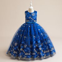 Teen Mädchen formelle Hochzeit Abendkleider Tüll Blumen stickerei Kinder Brautjungfer Party kleid für Mädchen Kinder Geburtstags kostüm