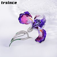 Heavy-duty Fashion Elegant Iris Brooch High-end Purple Crystal Brooches Luxury Temperament Pin Accessory Bright Rhinestone Pins