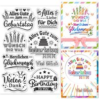 Happy Birthday German Sayings Clear Stamps for DIY Scrapbooking German Word Phrase Silicone Clear Stamp 11x16cm Transparent