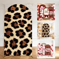 Leopard Print Happy Birthday Arch Backdrop Cover Red Cherry Bow Girl Birthday PartyDecor Chiara Wall Arch Photography Background