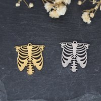 3pcs Skeleton Ribcage Charms Stainless Steel Charms for Jewelry Making Earrings Bracelets Craft Pendant Hallloween diy Materials