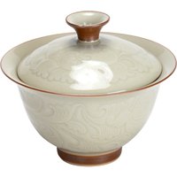 130ml Retro Honey Glaze Ceramic Tea Tureen Embossed Peony Art Tea Maker Boutique Gaiwan Household Kung Fu Tea Tools Accessories
