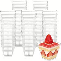 50/100PCS Disposable Transparent Plastic Trapezoidal Cup Party Dessert Cup Halloween Wedding Dessert Fruit Ice Cream Container