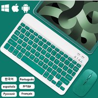 For Android Ios Windows Dark Green Bluetooth Wireless Keyboard And Durable Mouse Ipad Accessories Multilingual Tablet Keyboard