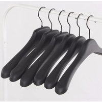 10pcs Black Thick Wide Shoulder Plastic Clothes Hanger for Coats Jacket and Fur
