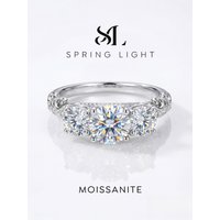 0.5CT Moissanite Diamond Full Round Rings for Women Wedding Anniversary 925 Sterling Silver Luxury Fashion Fine Jewelry