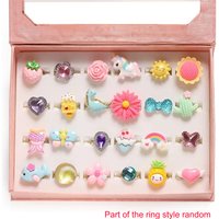 24-Piece Little Girls Sparkling Gemstone Ring Set - Adjustable, Unique Designs for Pretend Play & Dress-Up - Delightful Gift Box