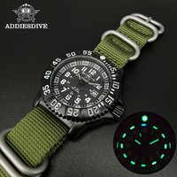 Addiesdive Mode Herren Analog uhr 50m wasserdichte Leucht rohr Nylon Sport Männer Militär Armbanduhren Quarzuhr für Herren