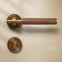 Vintage-style bedroom door locks; indoor retro bedroom solid wood door handles; walnut silent Chinese-style wooden door locks