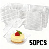 50PCS Transparent Plastic Cake Box Dessert Bread Biscuit Fruit Salad Party Restaurant Takeaway Disposable Food Box