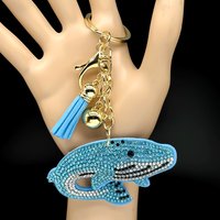 Humpback Whale Fish Bag Pendant For Women Men Full Blingbling Rhinestone Crystal Tassel Sea Animal Bag Decoration Jewelry Gifts