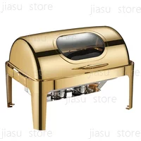 Restaurant Supplies Chafing Dish Food Warmer 9.0L Silver and Gold Stainless Steel Catering Buffet Rectangular Chafing Dish