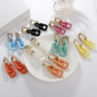 Elegant Acrylic Lacquered Earrings for Women Simple Fashionable Minimalist Accessory Luxury Mini Trendy Quadrilateral New Model
