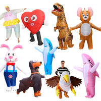 Cartoon Animal Character Inflatable Costume - Adult Cute Unique Standing Shark Inflatable for Halloween Christmas Party Play