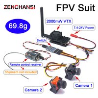 Long Range 5.8Ghz 2W FPV Wireless Transmitter 2000mW VTX with Dual Video CMOS 1500TVL B19 Mini FPV Camera for RC Playing Part
