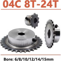 1pc 8-24 Tooth 04C Chain Gear 45# Steel 6mm-15mm Bore Industrial Sprocket Wheel Motor Chain Drive Sprocket Tooth Pitch 6.35mm
