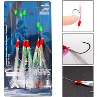 5pcs/Pack Crystal Fish Hook Bright Silk Barb Sabiki Soft Fishing Lure Rigs Bait Jigs Lure Feather Lure Herring Bait
