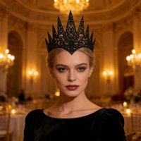 1 Piece of Vintage Crown Headpiece, Silver, Gold, Black, Suitable for Stage Parties, Cosplay Costume Props, Halloween Costumes, Party Headwear