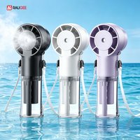 Portable Water Mist Fan Mini Humidifier Spray Fan 4 Gear Neck Hanging Fan Small Desk Table Fan USB Rechargeable Handheld Fan