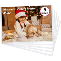 5 Pack 4x6" Magnetic Picture Frame with White Border Reusable Refrigerator Magnets for Pictures Perfect Display Frame