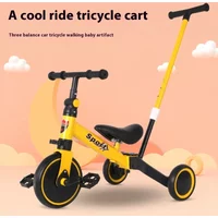 Safety Children's Scooters Portable Non-slip 3 Wheel Balance Bikes for Kids Aged 1-3 Lightweight Pedal Bicycles with Push Handle