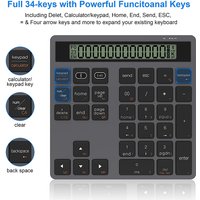 2.4G Wireless Bluetooth Numeric Keyboard with Screen Display Calculator 2 in1 Portable Wireless Number Keypad for Win/Mac