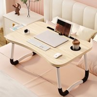 Klappbarer Mini-Tisch, Betttablett, Getränkehalter, Typ Laptop-Schreibtisch, Sitztisch, Getränkehalter, Schublade, Tablet-Ständer, klappbarer kleiner