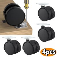 4Pcs 1.5 Inch Mute Flat Castor Wheels,Universal Furniture Caster Wheel with Brake,Top Plate Mounting,360°Swivel Locking Casters