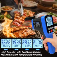 Industrial Thermometer Gun -50℃ to 1600℃ High Mat 30:1 Digital Laser& APP Control Pyrometer, Type-C charging,Backlit