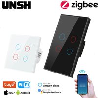 Tuya ZigBee Smart Switch Smartlife Neutral Wire/No Neutral Wire Touch Light Switch Works with Alexa Google Home 1/2/3/4/6 Gang
