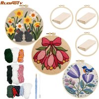 RUOPOTY Flowerpot Punch Needle Frame Gift Embroidery Kit Flower Punch Needle Tool Handicraft Art Diy Making Kits