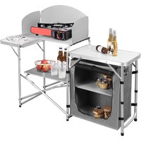WOLTU Folding Cupboards Garden Camping Table with Storage Cabinet Portable Bag Wind Protection for Picnic BBQ Party