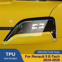 For Renault 5 E-Tech 2024-2026 Smoke Black High-Gloss Pre-Cut TPU Headlight Protective Film PPF Anti-Scratch Vinyl Wrap Kit