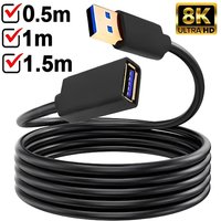 USB 3.0 2.0 Extension Cable Extender Cord Fast Extension Data Transfer Wire 0.5M/1M/1.5M for Smart TV XBox One SSD PC Laptop
