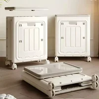 High Quality Multifunctional Foldable Plastic Storage Box with Wheels Flip Top for Household Clothes Storage