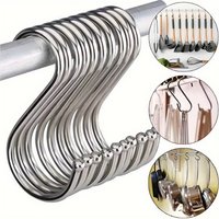 10/20/30/50Pcs Stainless Steel S Shaped Hook Clothing Hooks Multi-Functional Metal Hanging Hook For Kitchen Bathroom Office Home