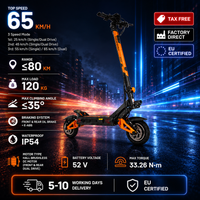 Oryginalny model KuKirin G3 Pro, bezpośrednio od producenta – bateria 52 V, 23,4 Ah, maksymalny zasięg 80 km, dwa silniki o mocy 1200 W, prędkość 65 km/h – dzięki temu możesz pokonywać dłuższe
