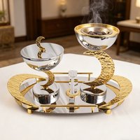 Luxury Four-Piece Bakhoor Burner Set with New Moon Rock Design Ideal for Family Gatherings Holiday Gifts And Living Room Decor