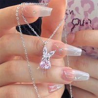 Sweet Crystal Rabbit Bowknot Pendant Women Gift High-end 925 Sterling Silver Clavicle Necklace Female Temperament Zodiac Jewelry
