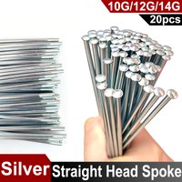 20pcs Silver Straight-head Spoke 10G 12G 14G Straight Pull Bicycle Spoke with Nipples 2.0/2.5/3.0mm Spoke Length 110-300mm