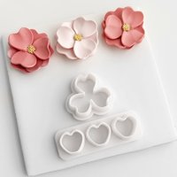 2Pcs Heart Petal Flower Fondant Cutter Mold Set Cookie Cutter for DIY Cake Decoration, Baking, Wedding & Graduation Sweet Crafts