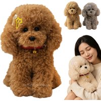 30/35/40cm Cartoon Big Ears Curly Teddy Dog Plush Doll Sitting Collar Dog Animal Stuffed Toy Home Decoration Gift For Children
